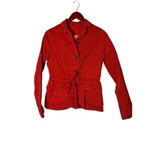 Hannoh Wessel red cotton button down blazer jacket sz FR 34 XS